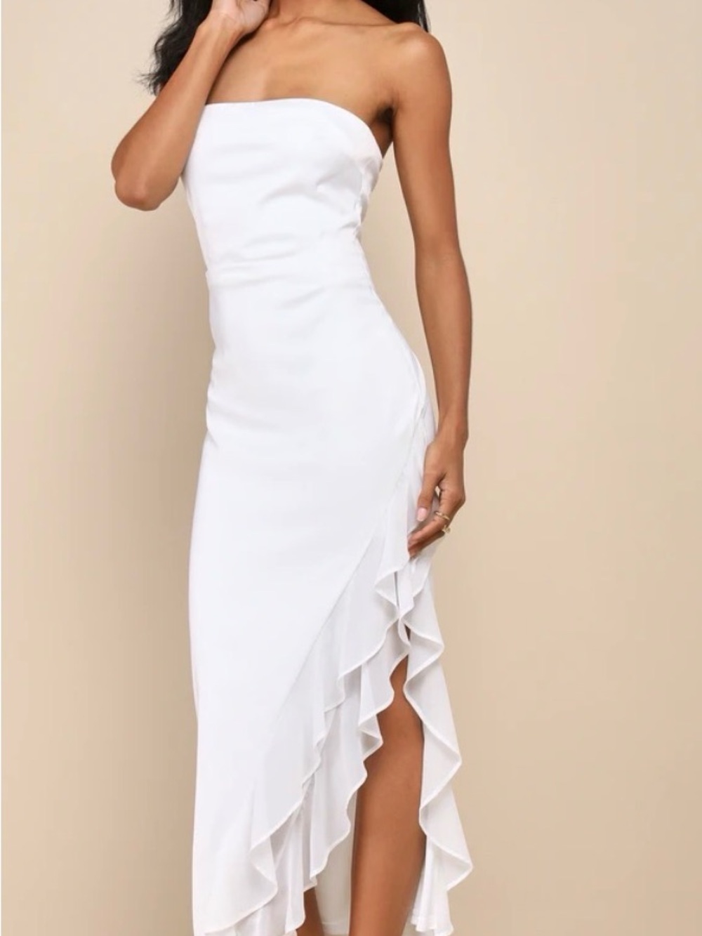 Lulus satin ruffle midi dress size small